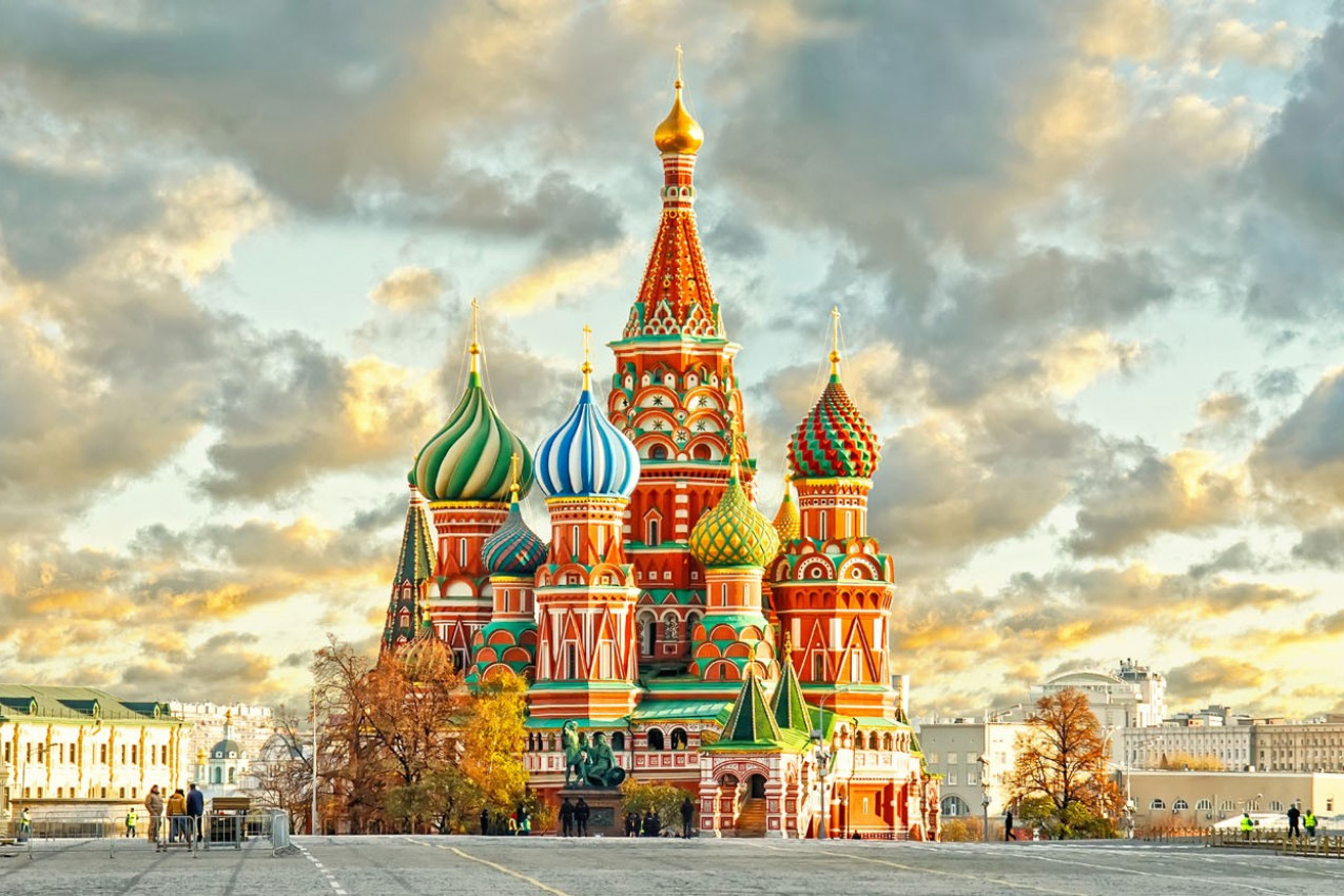 Moscou, Rússia, vista para a Catedral de São Basílio